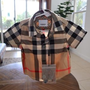 AUTHENTIC Burberry | Boy's Owen Vintage Check Short-Sleeve Shirt, Size 6M